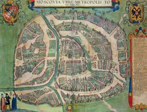 Braun（1541-1622）とFranz Hogenbergh（1535-90）による「世界」からのモスクワの地図c.1572-1617