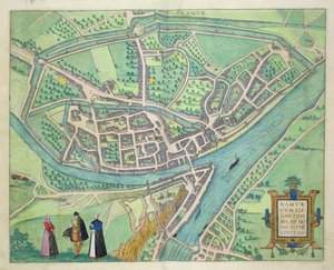 Braun（1541-1622）とFranz Hogenbergh（1535-90）による「世界」からのナミュールの地図c.1572-1617