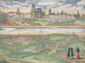 プラハの地図、ブラウン（1541-1622）とフランツ・ホーゲンバーグ（1535-90）による「世界」、1572年頃