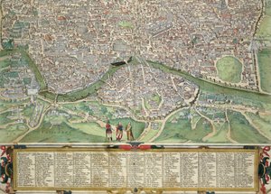 ローマの地図、Georg Braun（1541-1622）およびFrans Hogenberg（1535-90）c.1572-1617（138955を参照）による「Civitates Orbis Terrarum」から