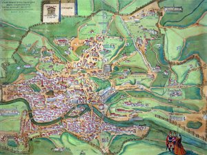 ブラウン（1541-1622）とフランツ・ホーゲンバーグ（1535-90）による「世界」からのケンブリッジの地図、1570