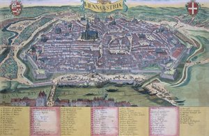 Braun（1541-1622）とFranz Hogenbergh（1535-90）による「世界」からのウィーンの地図c.1572-1617