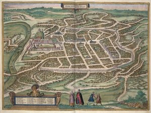 ブラウン（1541-1622）とフランツ・ホーゲンバーグ（1535-90）による「世界」からのリトアニア、ビリニュスの地図c.1572-1617