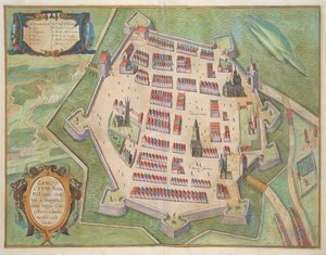 Zamoscの地図、Braun（1541-1622）およびFranz Hogenbergh（1535-90）c.1572-1617による「World」から