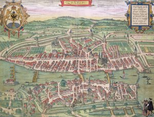 ブラウン（1541-1622）とフランツ・ホーゲンバーグ（1535-90）による「世界」からのチューリッヒの地図c.1572-1617