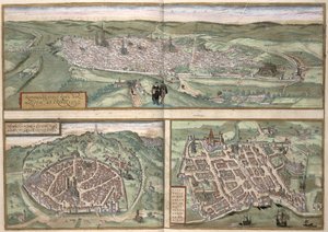 ブラウン（1541-1622）とフランツ・ホーゲンバーグ（1535-90）によるルーアン・ニームとボルドーの町計画、1572年頃