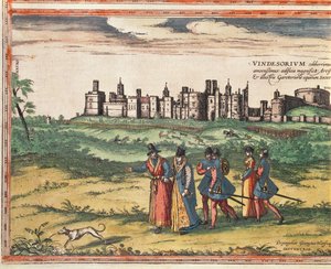 ウィンザー城の眺め、「シビテーツオルビステララム」Georg Braun（1541-1622）とFrans Hogenberg（1535-90）1599による 作： Joris Hoefnagel