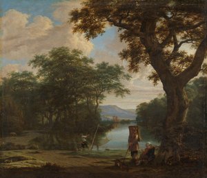 角網を持った漁師のいる風景 作： Joris van der Haagen