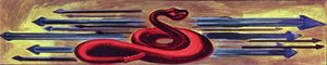 アメリカ文明の叙事詩からのヘビの装飾パネル 作： José Clemente Orozco