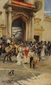 闘牛場の外、1880年頃 作： José García Ramos