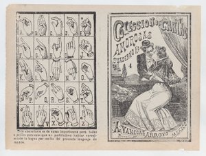 「ラブレター手帳4号」の表紙、抱き合ってキスするカップル… 1900年。 作： José Guadalupe Posada