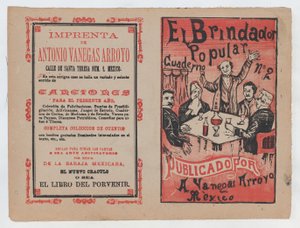 「エル ブリンダドール ポピュラー」の表紙、グループの席に乾杯する男性...、ca. 1880～1910年。