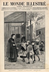パリのエコール・フォライン：生徒の賃貸料-M.ベロンのデッサン-1894年10月の「イラストレーション・ワールド」誌 作： Jose Belon