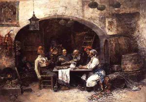 熱心な聴衆（油彩・パネル 作： Jose Benlliure y Gil