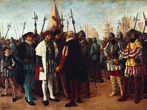 「バレンシア港のフランス王フランソワ1世（1494-1547）」19世紀（絵画） 作： Jose Bru Albinana