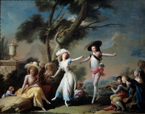 公園でのカップル。ホセ・カマロン・イ・ボロナット（1730-1803）の絵 作： Jose Camaron