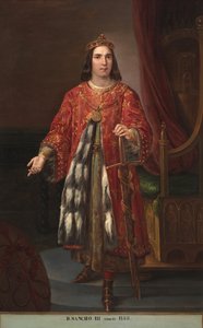 Portrait du roi Sanche III de Castille (1134-1158) (カスティーリャ王サンチョ 3 世の肖像) Peinture de Jose Castelaro y Perea (1800-1873) 1850 パレ デ ラス コルテス、マドリッド 作： José Castelaro y Perea