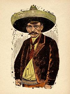 メキシコ革命 - エミリアーノ・サパタ、1910～1912年頃（木版画） 作： José Guadalupe Posada