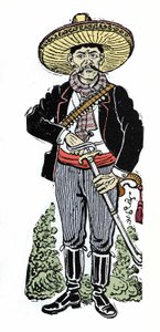 1910年のメキシコ革命時のアマドール・サラサールの肖像。キシログラフィーはホセ・グアダルーペ・ポサダ（1852-1913）。 作： José Guadalupe Posada