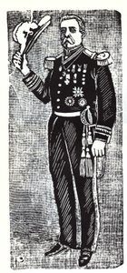 メキシコ共和国大統領ポルフィリオ・ディアス（1828-1915）の肖像。キシログラフィーはホセ・グアダルーペ・ポサダ（1852-1913）。 作： José Guadalupe Posada