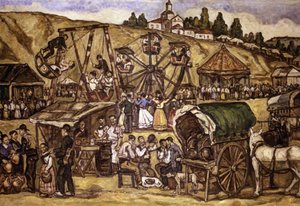 マドリッドのサン イシドロ メドウズでの見本市 作： Jose Gutierrez Solana