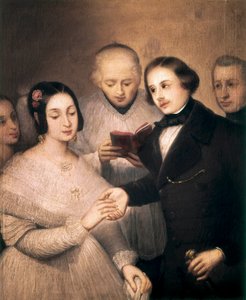 ロマンチックな結婚式。 Jose Gutierrez De La Vega (1791-1865) の絵画。 マドリード。 ロマンティックな美術館。