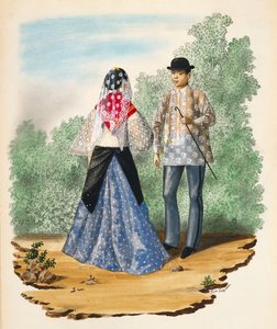 マニラとその周辺：ミサに行く 作： Jose Honorato Lozano