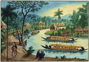 マニラとその周辺：パシグ川沿いのタギッグの町の近くの景色 作： Jose Honorato Lozano