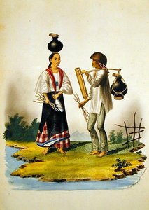 フレブス・アルバム・オブ・ビューズ・イン・アンド・アラウンド・マニラ」より「ミルクセラーズ」1845年頃（紙に水彩画 作： Jose Honorato Lozano