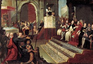 1412年のカスペ妥協の間のセント・ビンセント・フェレール 作： Jose Ingles