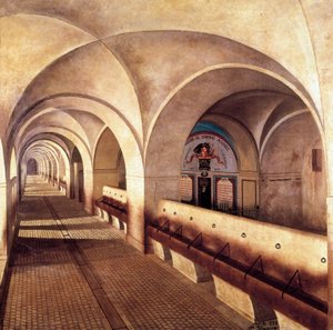 スペイン独立戦争 (1808-1814) 中の 1809 年にフランス軍に包囲されたサン フェルナンド デ フィギエール城の厩舎。左側の扉はマリアノ アルバレス デ カストロ (1749-1810) の刑務所の扉です。 、Gの将校および軍の知事 作： Jose Lafita y Blanco