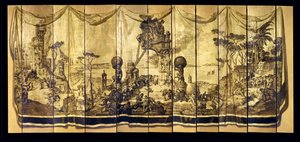 Vision Mediterranea、11枚の葉のスクリーン、1925年頃（金箔のパネルに油彩） 作： Jose Maria Sert y Badia