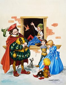 窓辺で裁縫をする少年