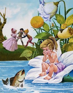 妖精の子供（紙にグワッシュ）
