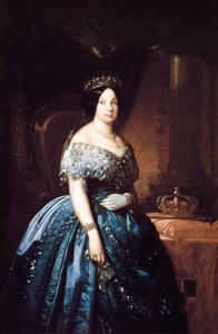 1833年から1868年までスペイン女王を務めたイザベラ・デ・ブルボン（イザベル・デ・ボルボン）2世（1830-1904）の肖像。ホセ・ロメウによる絵画（？油彩・キャンバス