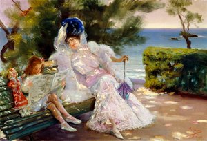 海辺の午後、ビアリッツ 作： Jose Villegas Cordero