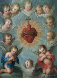 天使に囲まれたイエスの聖心、1775年頃 作： Jose de or Joseph Paez