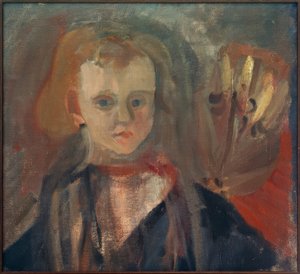 花を持つ子供の肖像 作： Josef Alfons Wirth