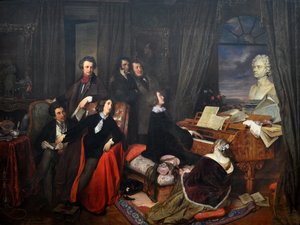 フランツ・リスト、ピアノで幻想化、1840 作： Josef Danhauser