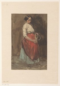 グラスを注ぐ立っている女の子 作： Josef Eduard Tetar van Elven