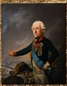 元帥大元帥王子アレクサンドル・スボーロフ (1729-1800) の肖像画。 （陸軍元帥大元帥王子A.スボーロフの肖像）。 ヨーゼフ・クロイジンガー (1757-1829) の絵画、キャンバスに油彩