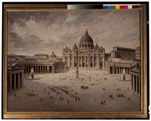 ローマのサン・ピエトロ広場とフォロ・ロマの眺め 作： Josef Langl