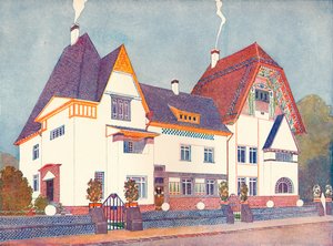 ヨーゼフ・オルブリッヒ教授が設計したダルムシュタットの家、c1900 1901-1902 作： Josef Maria Olbrich