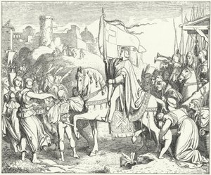 神聖ローマ皇帝フリードリヒ2世のエルサレム入城、第6回十字軍遠征 作： Josef Mathias (after) Trenkwald