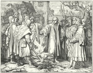 1520年、ヴィッテンベルクで教皇牛を燃やすマーティンルター