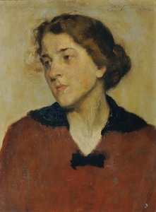 赤いセーターを着た女性の肖像 作： Josef Wawra