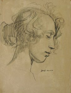 横顔の女の子の頭 作： Josef Wawra