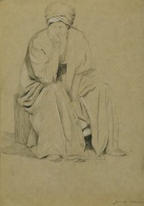 ターバンを巻いて座っている男性 作： Josef Wawra