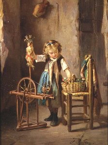 回転する車輪のそばで 作： Joseph Athanase Aufray