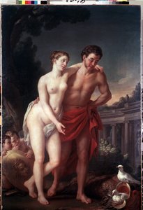 金星と火星（金星と火星）。 Joseph Marie Vien (1716-1809) の絵画。 キャンバスに油彩、225 x 151 cm 作： Joseph Marie the Elder Vien